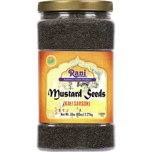 Rani Black Mustard Seeds Whole Spice (Kali Rai) 80oz (5lbs) 2.27kg Bulk PET Jar ~ All Natural | Gluten Friendly | NON-GMO | Kosher | Vegan | Indian Origin