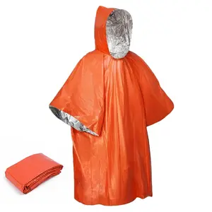 Portable Outdoor Emergency Raincoat, 1 Count Windproof Waterproof Reflective Cycling Raincoat, Foldable Lightweight Raincoat for Camping Fishing