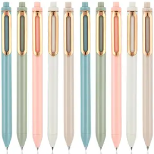 Gel Pens, 10 Pcs 0.5mm Retractable Black Ink Fine Point Rolling Ball Gel Pen, Smooth Writing No Bleed for Journaling Note Taking, Home School Office Supplies