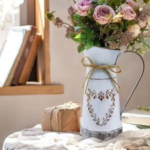 Rustic Farmhouse Pitcher Vase, Vintage Milk Jug Design, Shabby Chic Flower Vase, Home Decor, Christmas Ornaments, Vintage Vases, Home Decorative Vase, 1 Count