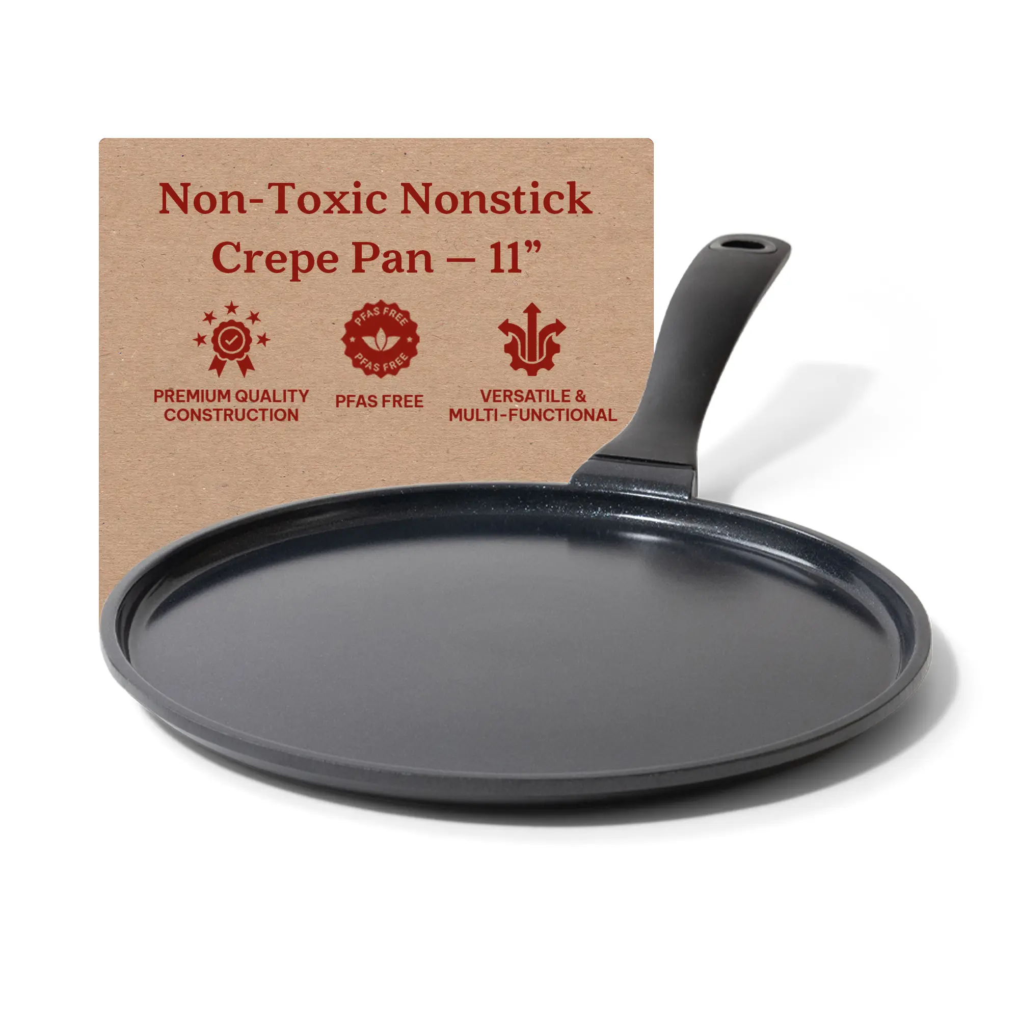 Alva Energy Ceramic Nonstick Crepe Pan, Griddle Skillet, Lead & Cadmium Free, Induction, Non Toxic Cookware, Easy-to-Clean, 9.8"
