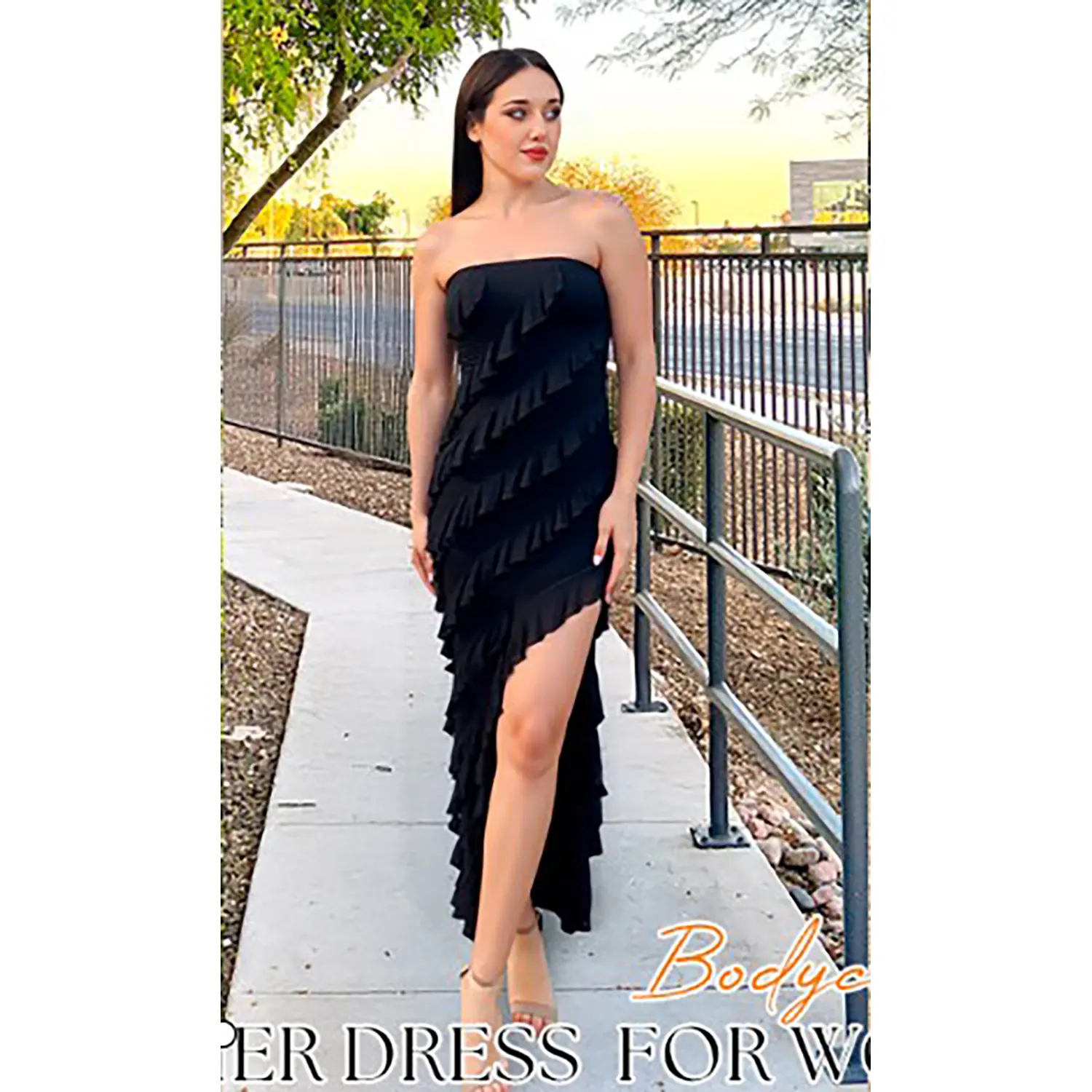 bodycon dress side split Long Sleeved Full Length Backless Bodycon Dress with Side Split  Alice's  Boutique