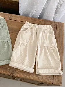 New Autumn Spring Corduroy Pocket Long Pants for Toddlers, Cute Fashionable Straight Cut Design for Boys and Girls, Baby Girl Clothes