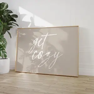 get cozy print minimalist typography poster, Cute Introvert quote print, tan and neutral aesthetic wall art, beige college apartment decor