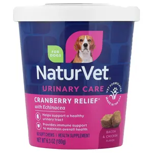 NaturVet Urinary Care, Cranberry Relief® with Echinacea, For Dogs, Bacon & Chicken, 60 Soft Chews, 6.3 oz (180 g)