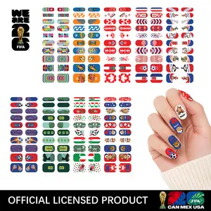 FIFA Soccer Fan Self-Adhesive Gel Nail Wraps with File, DIY Nail Art Decals for Women Girls Kids, Game Day Party