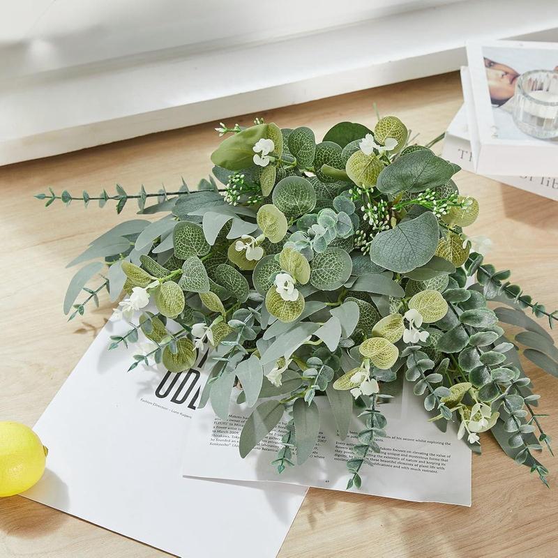 Artificial Eucalyptus Leaves, Faux Eucalyptus Set, Decorative Plants for DIY Wedding Bouquets & Home Decor, Artificial Faux Greenery