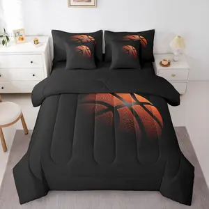 7 Pieces 3D Basketball Comforter Set for Kids Sports Gaming Bedding Set,Basketball Lover Comforter for Boys Girls Adult