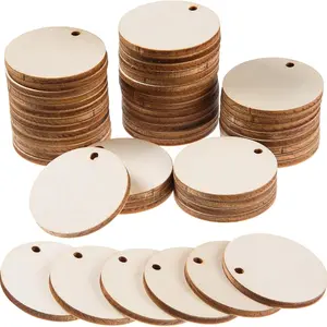 150 count Unfinished Wooden Circles with Holes 2 Inch  Rounds Tags Blank  Round  Discs for Crafts Wooden Circle Cutouts Ornaments for DIY Crafts, Parties, Birthday, Christmas,  Decor