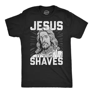 Mens Funny T Shirts Jesus Shaves Sarcastic Religious Joke Graphic Novelty Tee for Men Mens Funny T Shirts Cool Vintage Fashion T-Shirt Gift Classic Menswear Funny Sarcastic Short Sleeve Novelty Tees for Guys Black -