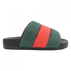 Pre-owned GUCCI Nylon Small Leather Goods Padded Web Slide Sandals