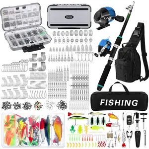 484 count Fishing Tools Kit Fishing Accessories Kit Include Fish Rod and Reel Combo Set Tackle Box with Tackle Hook Remover Tools Backpack Lures for Men Women Fish Gear Gifts