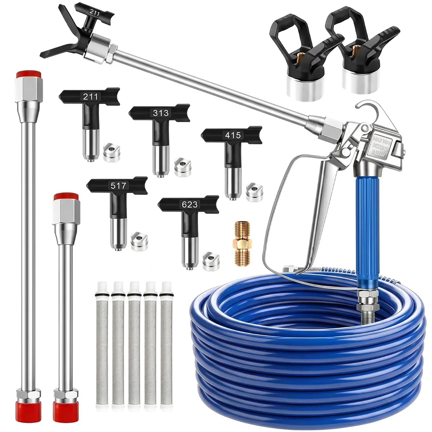 JVGBRB 17 Piece Airless Spray Gun Accessories Set, Paint Sprayer Equipment Auxiliary Tools, Essential Kit for Painting Machines, Paint Spraying Tool
