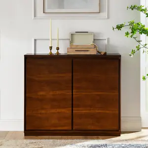 Walnut-colored Sideboard, Buffet Cabinet with 2 Outlet Holes, Storage Cabinet for Entryway, Hallway, Living Room, Kitchen, Dining Room, 39"×9.25"×32.63"