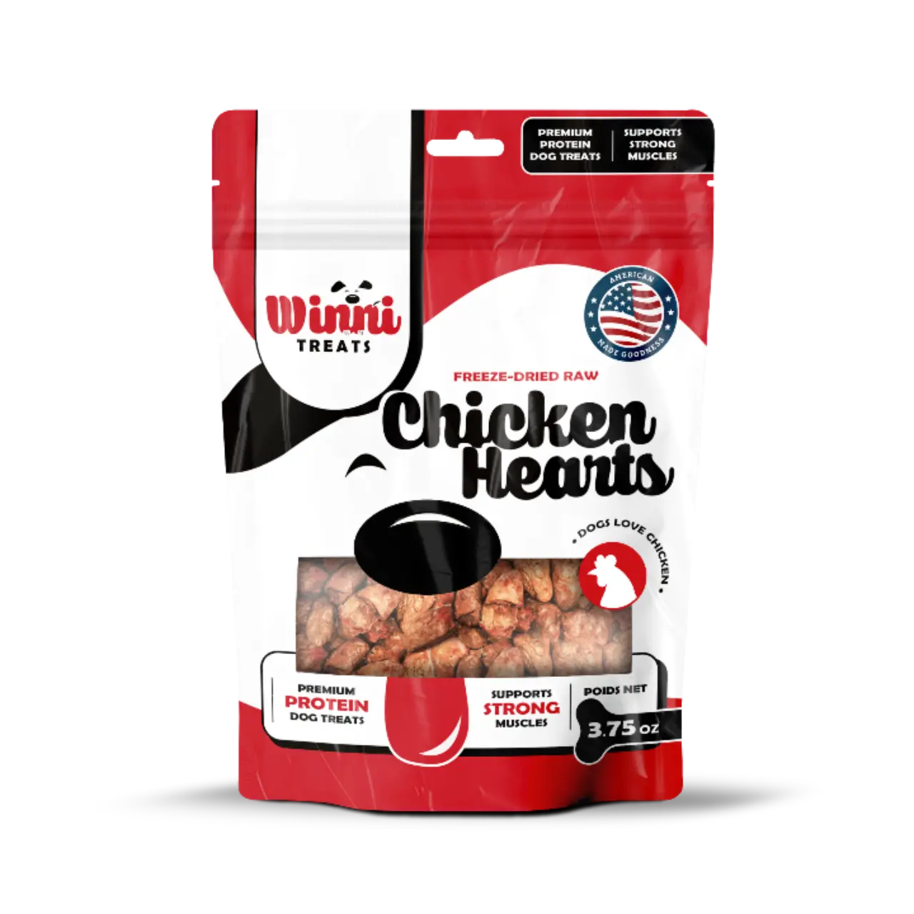 Freeze Dried Chicken Hearts Dog Treats - 100% Natural High Protein Snack Made in USA