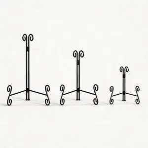 Multi-Size Metal Display Easel Stand Black Decorative Plate Holder Tabletop Organizer for Home Office Desktop Display