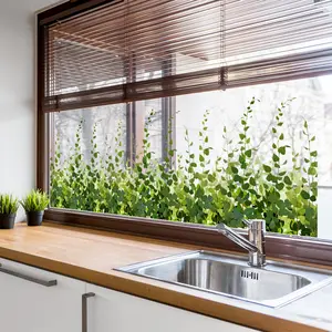 Static Cling Plant Leaves Vine Decorative Sticker, 30x90cm Self-Adhesive Wall Decal for Living Room Bedroom Window Decoration