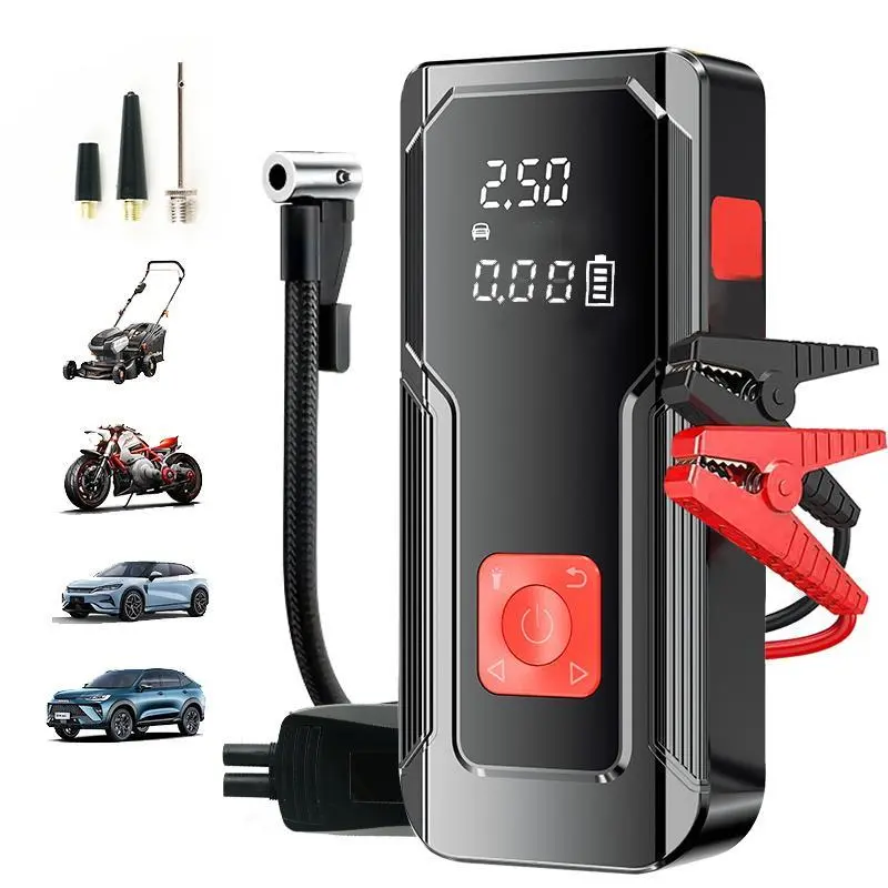 5-in-1 Jump Starter 8000A/8000Amh with 150 PSI Air Compressor Inflator for Gas/Diesel Vehicles,ABS Material, USB Rechargeable, Portable with LED Emergency Lighting, A Shut-Off, Tire Pressure Detection & Adjustment, Q