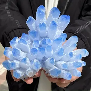 Minimalist Anxiety Relief A stunning large blue quartz crystal cluster, crystal VUG, collectible item, home decoration, holiday gift. Holiday party decoration, crystal gift for parents, holiday gift, Christmas, crystal collection, bedside table decoration