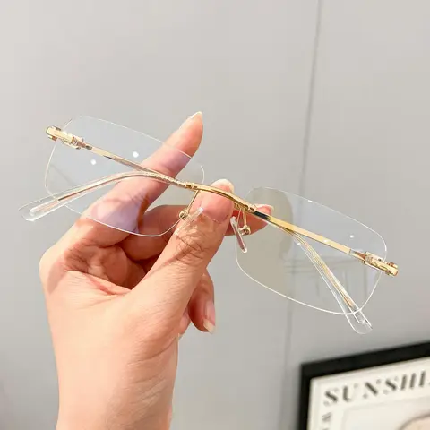 Unisex Simple Style Plain Color Rimless Metal Frame Eyeglasses, Trendy Casual Eyeglasses for Everyday Use, Fashion Accessories for Outdoor Activities, High Quality Eyeglasses, Fashionable Frames Glasses, Stylish Trendy Eyewear, Fashion Accessory Eyewear