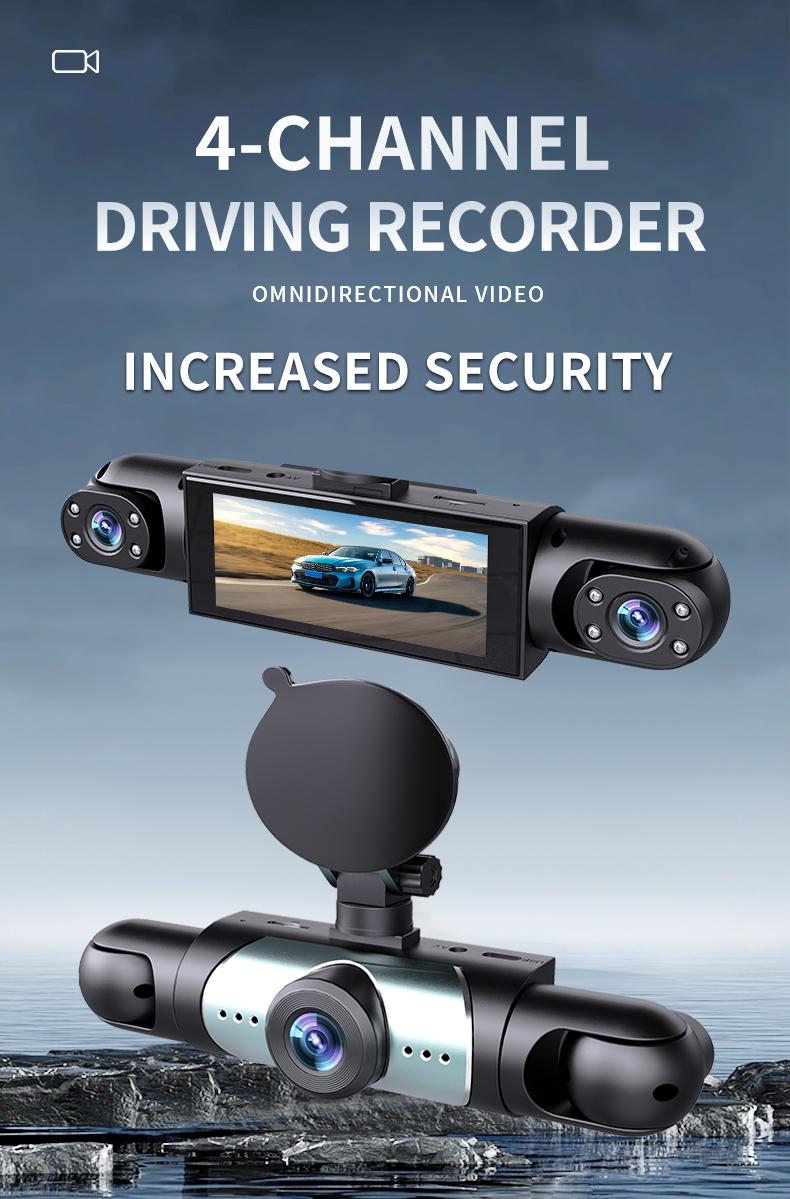 VAVUPO Night Vision 4-Channel Dash Cams for Car 1080P CAR DVR with Rotatable Lens 3-Inch IPS Screen & Emergency Lockout Wide-Angle Recording