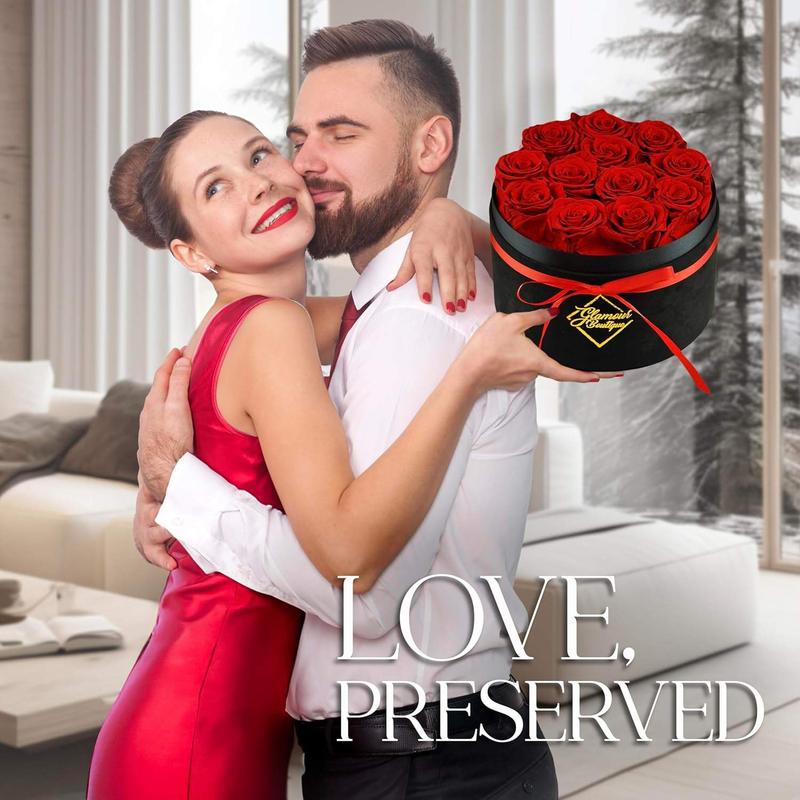 Eternal Prestige Velvet Black | 12 Red Roses Decor Box
