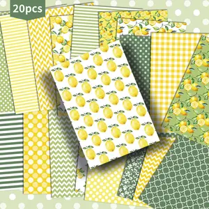 Lemon Pattern Decorative Paper, 20pcs/set Scrapbooking & Journal Making Material Paper, DIY Decorative Paper for Scrapbooking & Journal Making