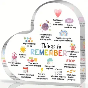 Mental Health Acrylic Heart - Therapeutic Anxiety Relief Decor for Counseling Spaces,Motivational Psychotherapy Gift for Social Workers & Classrooms Encouragement