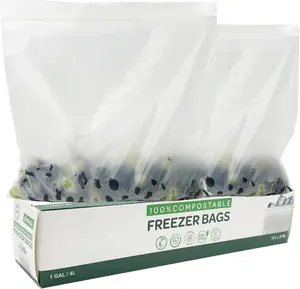 FPN Freezer Zip Bags, 1-Gallon Pack 30 | Compostable | Keep Food Fresh Longer | Leak-Proof & Freezer-Safe | Plant-Based Storage Bags | Eco-Friendly Alternative to Plastic | Strong Resealable Seal