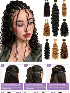 Water Ripple Deep Wave Braided Wig, Non-Woven Braided Hair, Burgundy Long Ponytail with 7 Loose Invisible Clip-Secure Wavy Wefts, Bohemian Curly Waves Long Bundles, Mother’s Day Gift Idea butterfly extension