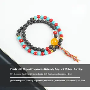 Zen Yoga Meditation  Wealth Attracting / FortuneChinese Style Mysterious Power Five Elements Black He Xiang Zhu Ink Rhythm Tibetan Incense DIY Double-Layer Half-Bracelet