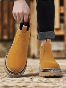 Unisex Comfort Cushion Chelsea Boots: High-Elastic Platform, Soft Suede, Snug Fit. For Daily Walks/All-Day Wear