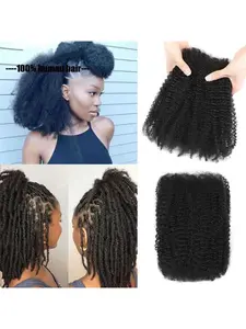 Real Human Hair Puff Silky Hair Pack, Natural Dreadlock Extension, African Curl 50g, Perfect for Braiding or Weaving, Daily or Festival Use