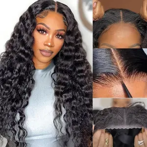 Sway Hair 5x5 HD Lace Water Wave 180% Density Glueless Wigs Ready To Wear Deep Wave Curly Wigs Human Hair Wet and Go For Women Drawstring Closure