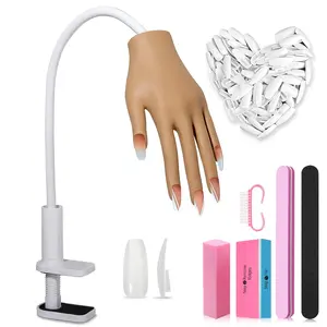 Practice Hand for Acrylic Nails, Nail Tips Never Fall Off Nail Hand Practice,Fingers Never Break Fake Nail Hand for Nail Practice,Flexible Movable Practice Nail Hand for Practicing Nail Supplies