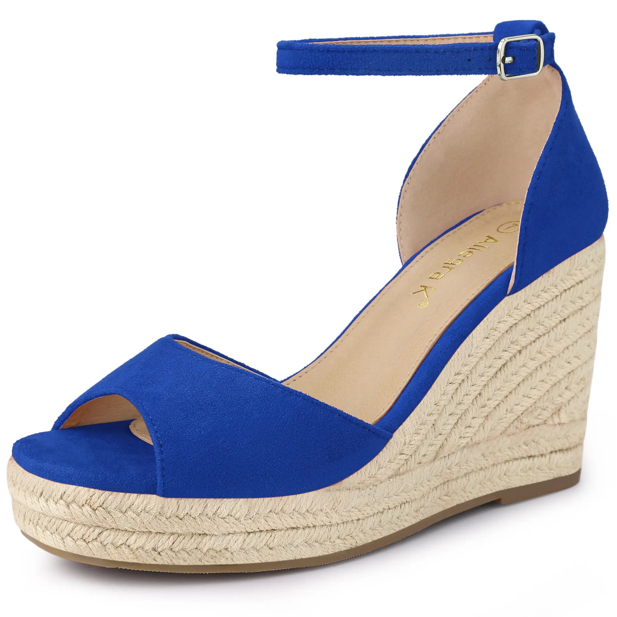 BLISSFUL STEP Espadrille Platform Ankle Strap Wedge Heel Sandals