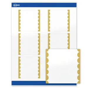 Avery Printable Square Labels, Gold Edge Dots, 3" x 3", Glossy White Square Labels, Permanent, Laser/Inkjet, 60ct, Great for Product Labels