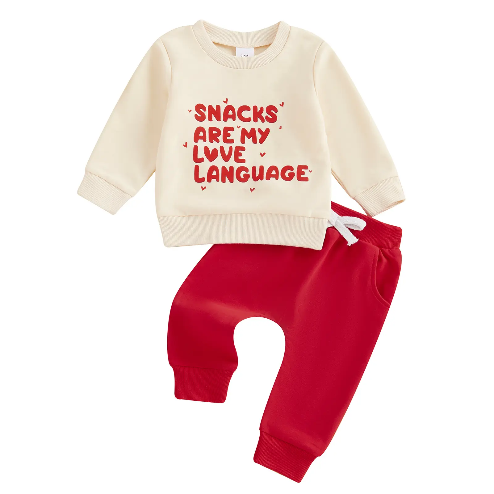 Infant Toddler Baby Boys Valentine's Day Outfit 6M 12M 18M 24M 3T Long Sleeve Letter Print Sweatshirt Elastic Sweatpants Clothes
