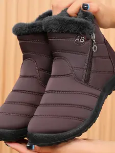 Women's Winter Fleece Lined Fluffy Snow Boots, Waterproof Anti-Slip, Lightweight Outdoor Shoes, Ideal for Cold Weather and Snow