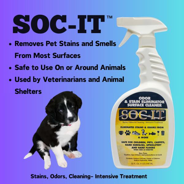 2 Pack SOC-IT 32oz Stain and Odor Remover - Effective Stain and Odor Eliminator for Hard Surfaces & Versatile Use - Safe for Children and Pets