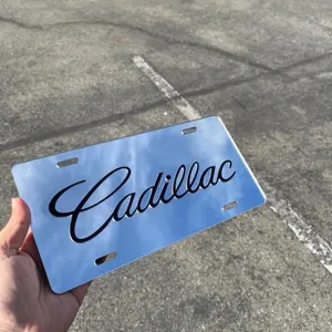 Cadillac Chrome Mirror License Plate Auto Tag+ screws