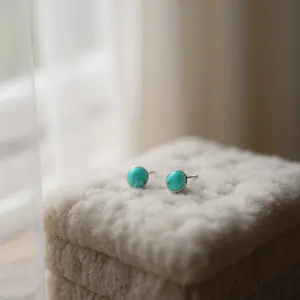 Turquoise & Sterling Silver - Stud Earrings -  - Handcrafted Native American