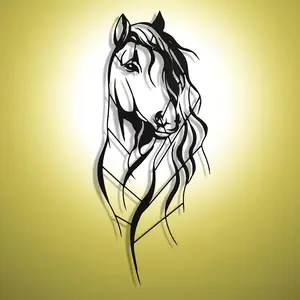 Horse Head Design Wall Art, Modern Hollow Out Metal Wall Decor, Wall Hanging Ornament for Home Living Room Bedroom Farmhouse, Poster