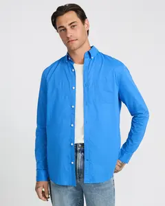 Express Regular Solid Cotton Long Sleeve Poplin Shirt