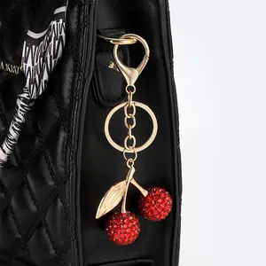 Rhinestone Cherry Keychain Cute Sparkling Fruit Cherry Bag Charms