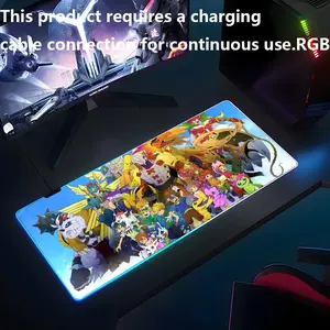 Digimon Anime   Mouse Pad RGB Rubber Antislip Keyboard Pad 40x90cm  Mousepad Gaming Accessories XXL Office Computer Mat