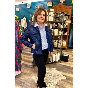 Navy Metallic Travel Jacket by Lulu B