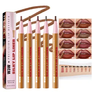 W3W Lip Makeup Pen Waterproof Non-Stick Cup Lip Liner - 24H Long-Lasting Color Locking Non-Fading, 3D Lip Shaping Pen Cosmetic Pigment Blend Lipliner
