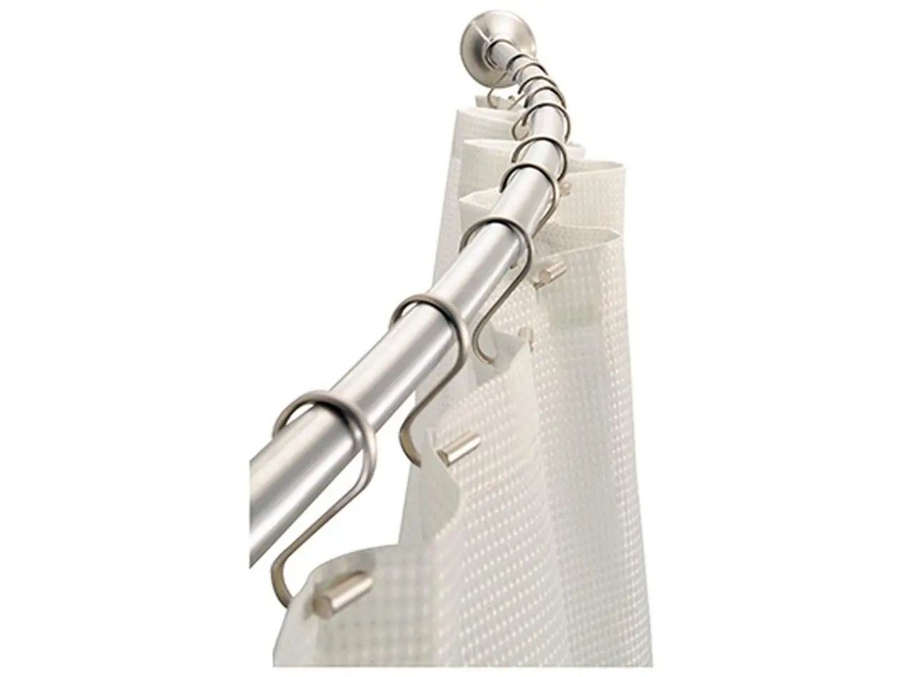 Brushed Stainless Steel Adjustable Width Curved Shower Rod with Decorative Cover, Wall Mount Design for Added Elbow Room (Model 78970, 42.55 x 5 x 3.4 in, Included Hardware)
