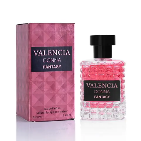 NOVOGLOW Valencia Donna Fantasy Women's Eau De Parfum (3.4 oz/100ml) - Adults' Elegant Layering Perfume, Citrus-Floral Scent with Italian Lemon & Turkish Rose, Bourbon Vanilla, Cruelty-Free, Vegan-Friendly, Apply Pulse Points